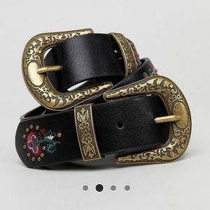 ASOS western double buckle embroidered belt